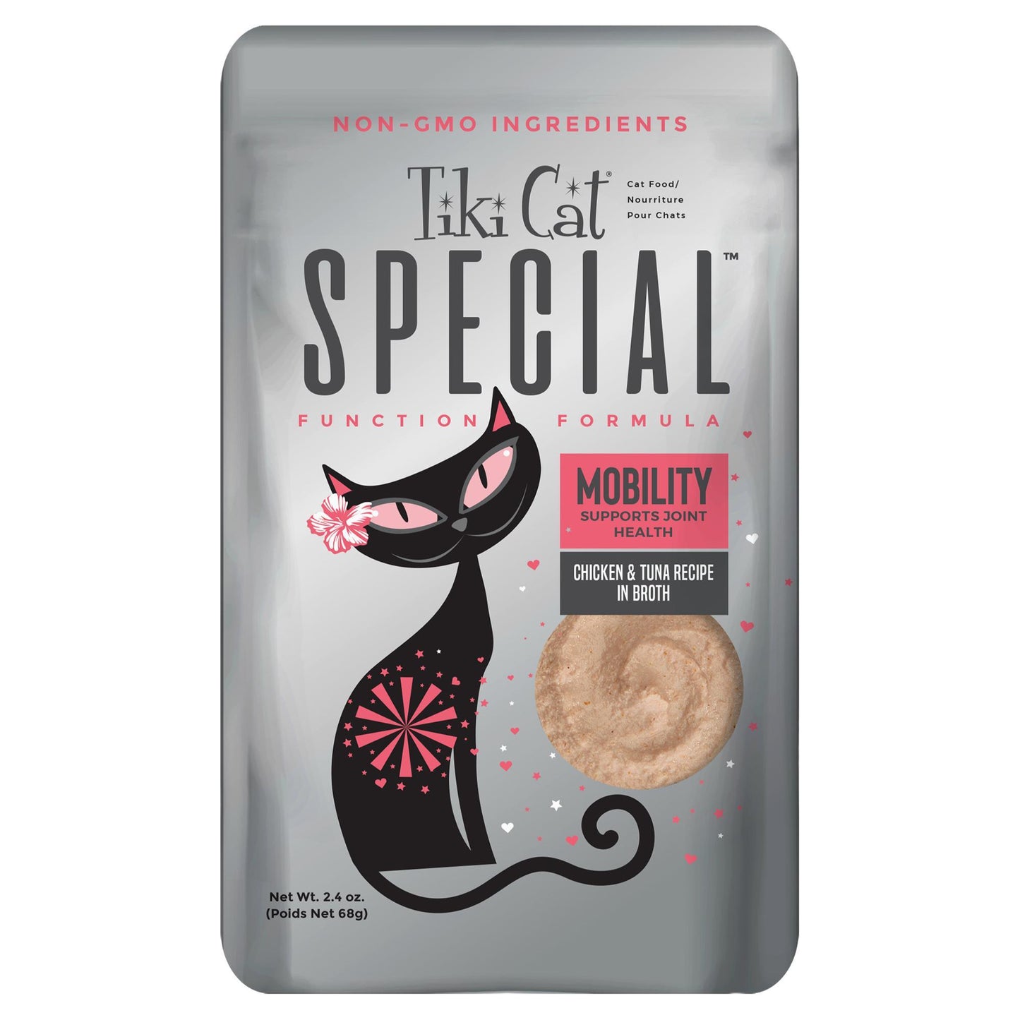 Tiki Cat Special Mousse Functional Mobility Chicken & Tuna Wet Cat Food Pouch, 2.4-oz