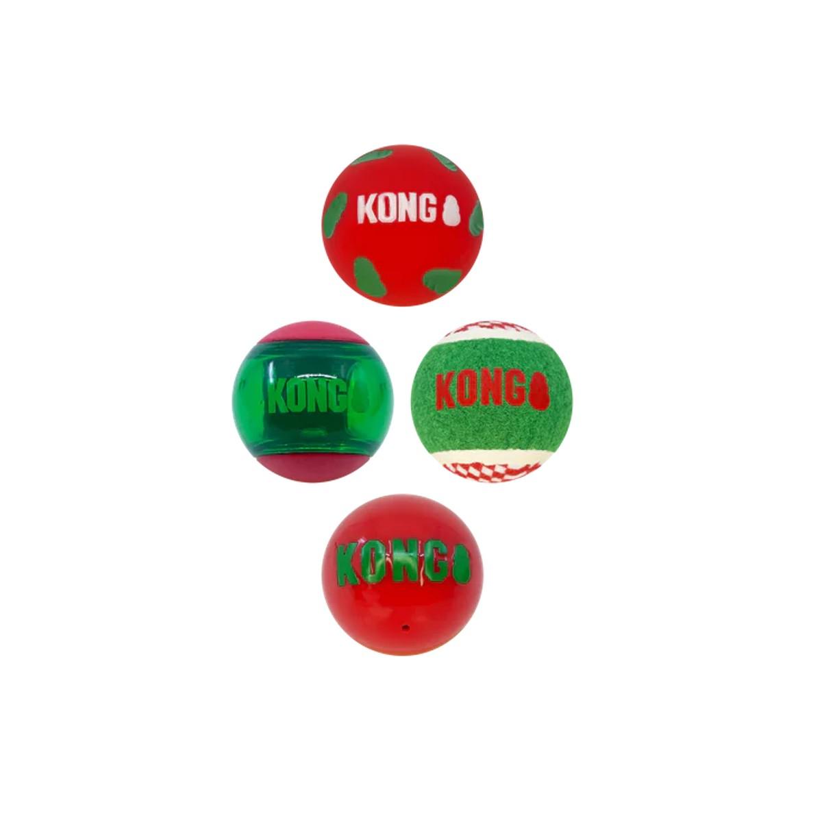 KONG Holiday Occasions Balls Dog Toy, Assorted, Medium, 4-pk (Size: 4-pk)