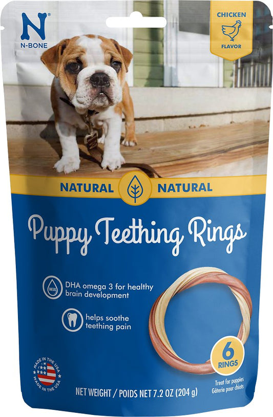N-Bone Puppy Teething Ring Chicken Flavor Dog Treats, 6-pk