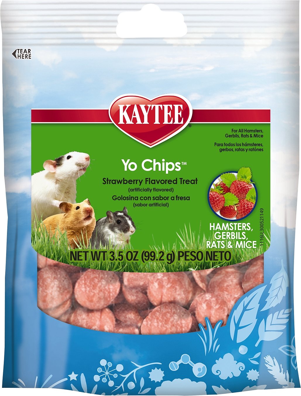 Kaytee Fiesta Strawberry Flavored Yogurt Chips Small Animal Treats, 3.5-oz
