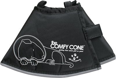 All Four Paws The Comfy Cone E-Collar for Dogs & Cats, Black, Small (Size: Small)