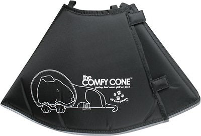 All Four Paws The Comfy Cone E-Collar for Dogs & Cats, Black, Large (Size: Large)