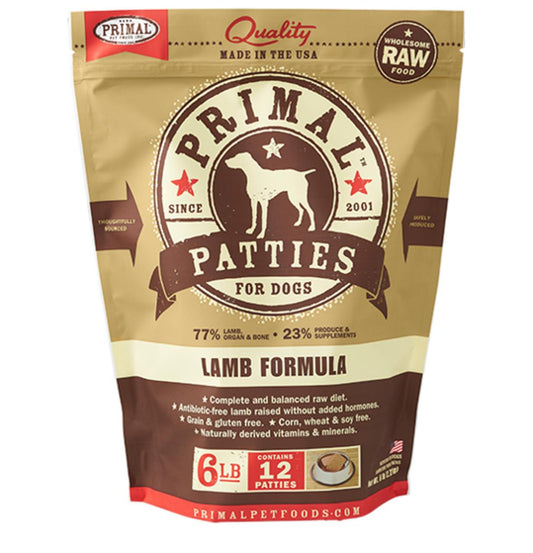 Primal Lamb Formula Patties Raw Frozen Dog Food, 6-lb (Size: 6-lb)