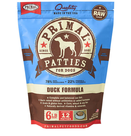 Primal Duck Formula Patties Raw Frozen Dog Food, 6-lb (Size: 6-lb)