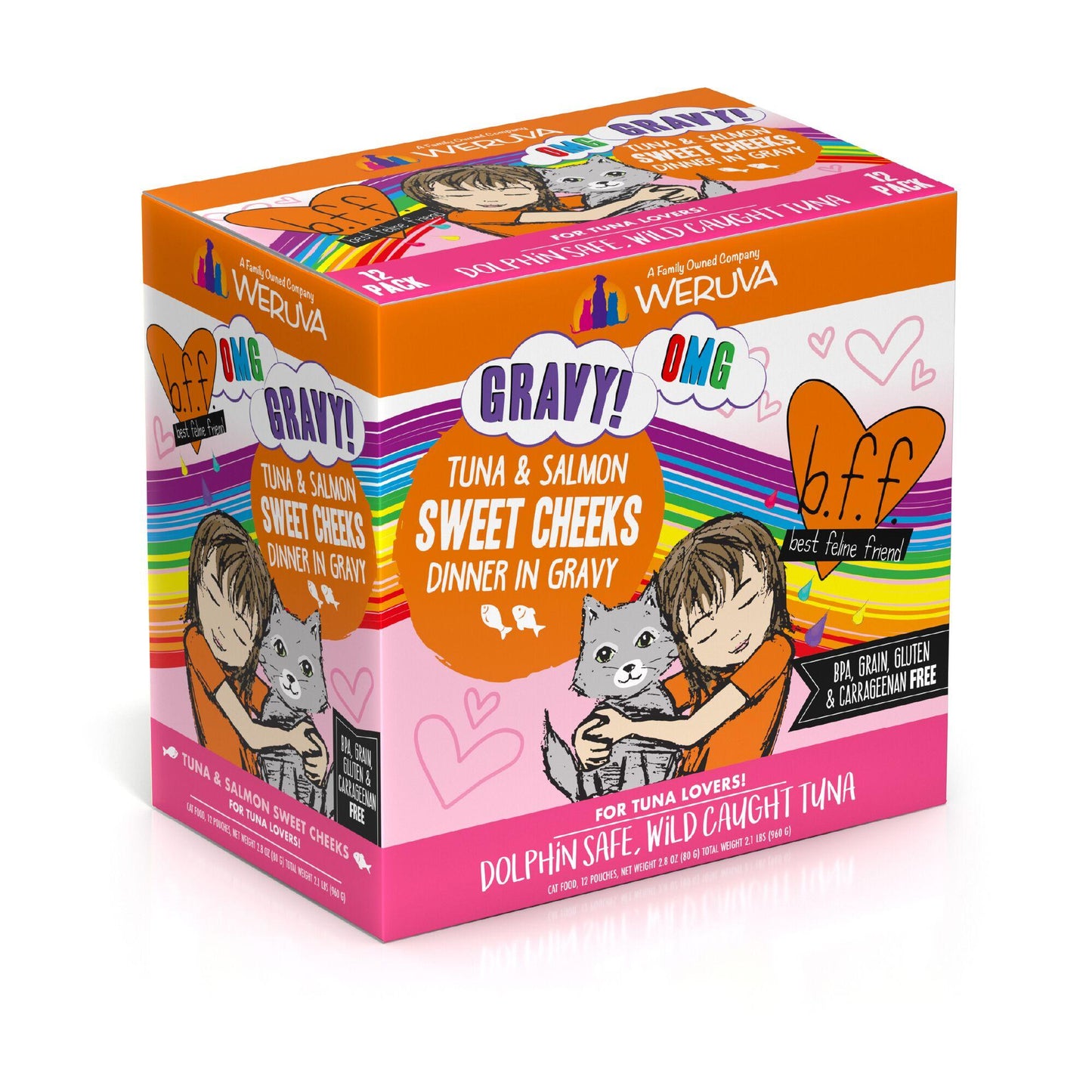 BFF OMG GRAVY Tuna & Salmon Sweet Cheeks Dinner in Gravy Wet Cat Food Pouch, 3-oz (Size: 3-oz)