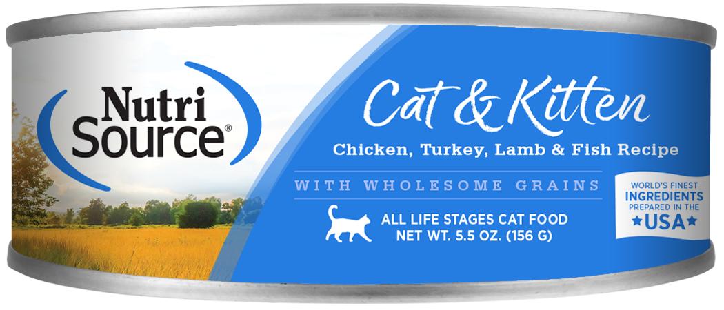 NutriSource Cat & Kitten Chicken, Turkey, Lamb and Fish Canned Cat Food, 5.5-oz (Size: 5.5-oz)