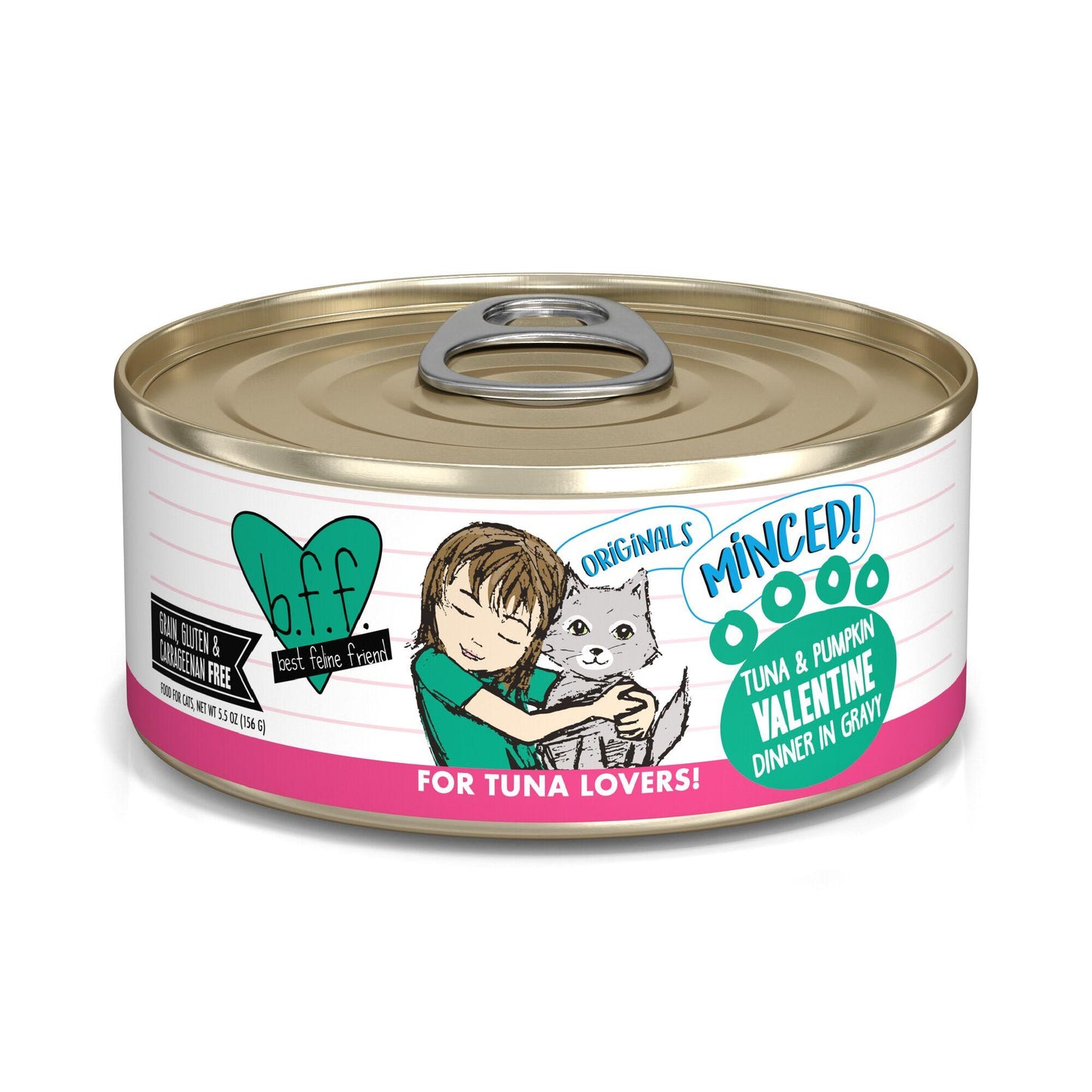 BFF MINCED Tuna & Pumpkin Valentine Dinner in Gravy Wet Cat Food Can, 5.5-oz (Size: 5.5-oz)