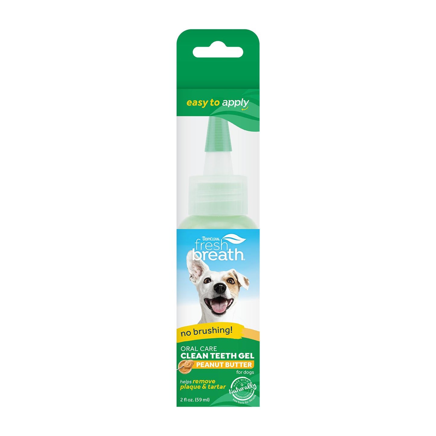 Tropiclean Fresh Breath Oral Care Peanut Butter Flavor Clean Teeth Gel for Dogs, 2-oz (Size: 2-oz)