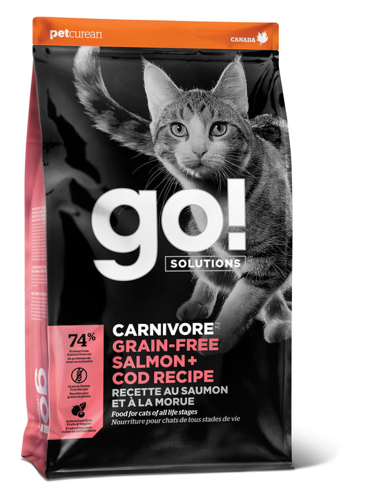 Go! Solutions Carnivore Salmon + Cod Grain-Free Dry Cat Food, 8-lb (Size: 8-lb)