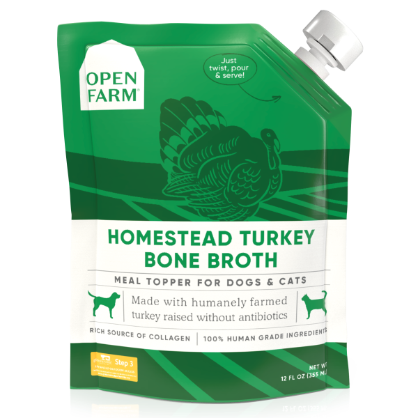 Open Farm Homestead Turkey Bone Broth Cat & Dog Meal Topper, 12-fl-oz (Size: 12-fl-oz)