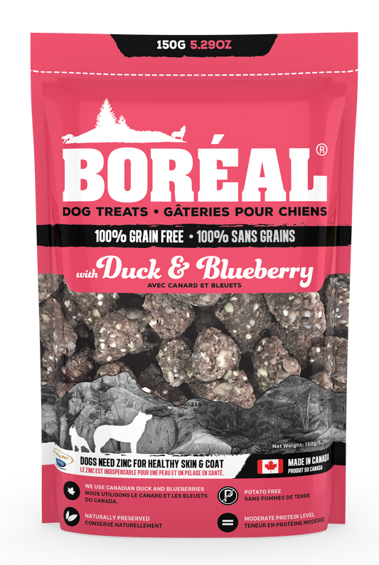 Boreal Grain-Free, Duck & Blueberry Dog Treats, 150-gram (Size: 150-gram)
