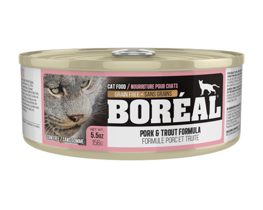Boreal Pork and Trout Grain-Free Canned Cat Food, 156g can (Size: 156g can)