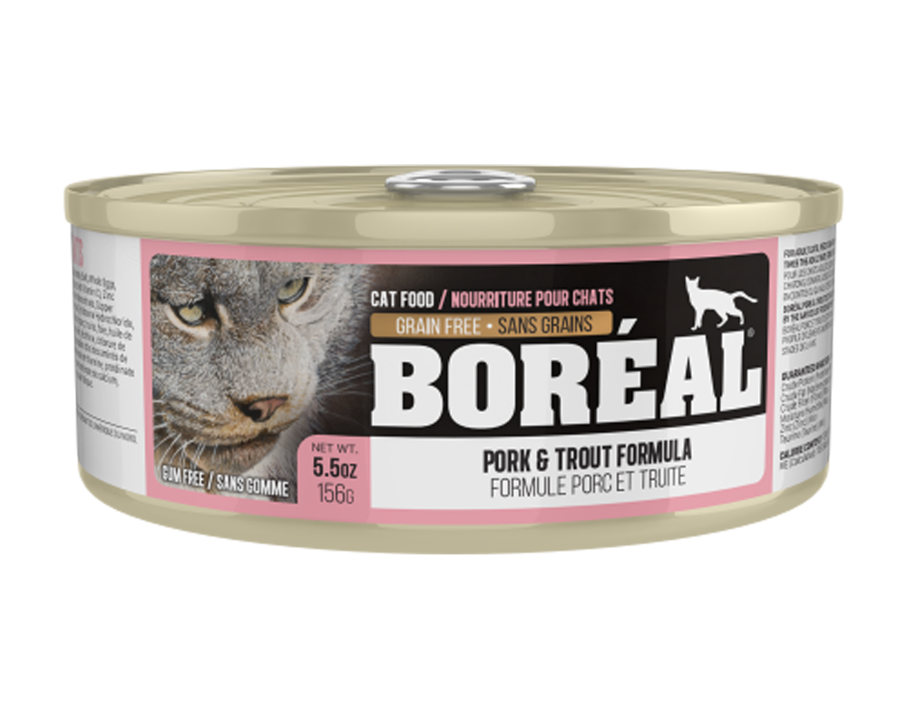 Boreal Pork and Trout Grain-Free Canned Cat Food, 156g can (Size: 156g can)