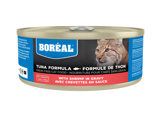 Boreal Red Tuna With Shrimp in Gravy Grain-Free Canned Cat Food, 156-gram (Size: 156-gram)