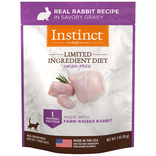 Instinct Limited Ingredient Diet Grain-Free Real Rabbit Recipe Wet Cat Food Topper Pouch, 3-oz (Size: 3-oz)