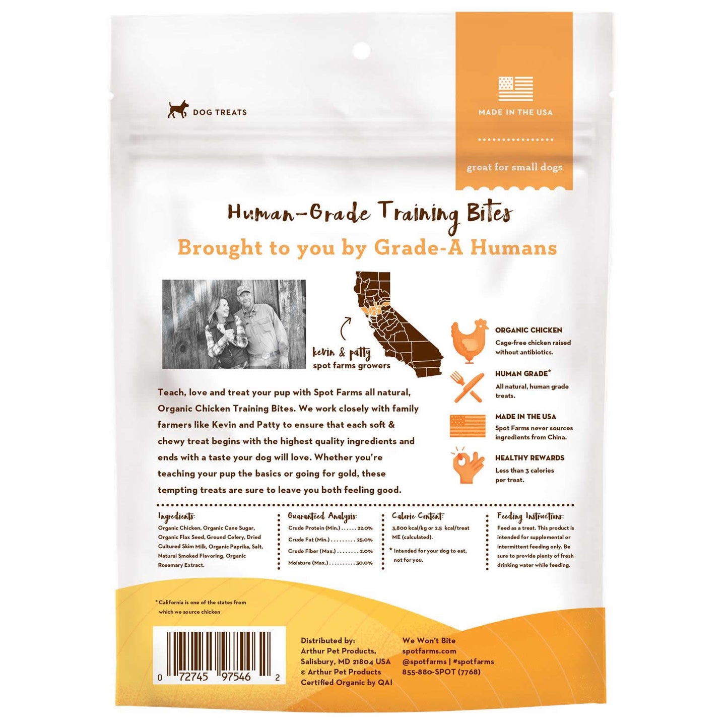 Spot Farms Organic Chicken Training Bites Human Grade Dog Treats, 4-oz (Size: 4-oz)