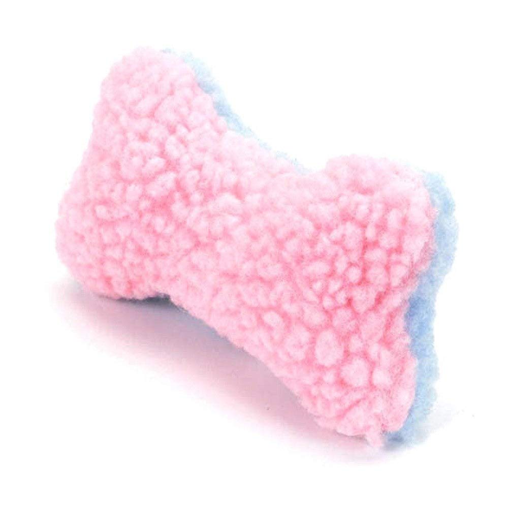 Li'l Pals Fleece Bone Dog Toy, Pink & Blue (Color: Pink & Blue)
