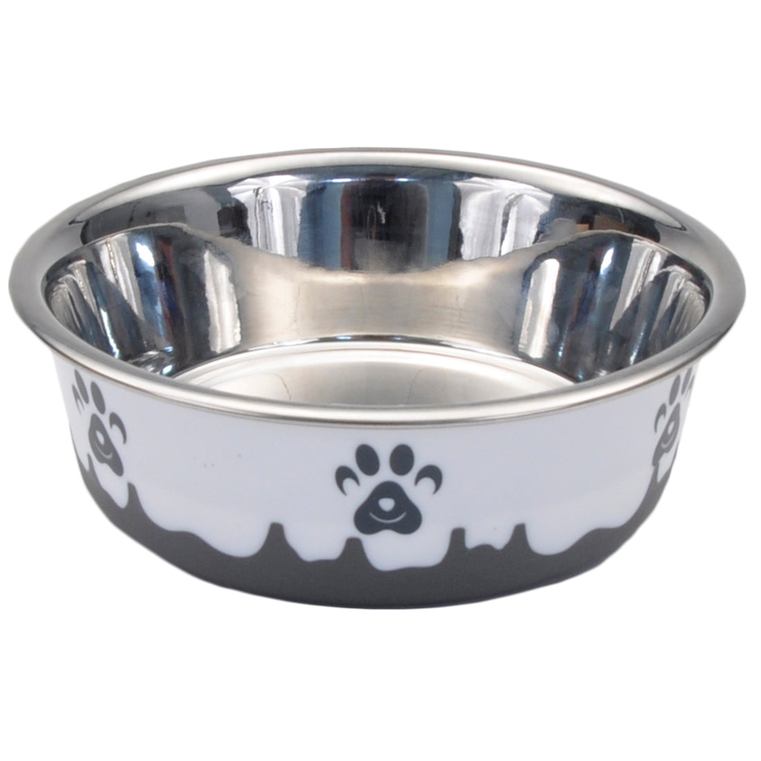 Coastal Maslow Non-Skid Paw Design Dog Bowl, Grey/White, 28-oz (Size: 28-oz)