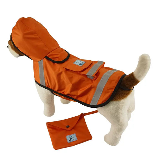 One For Pets  - Hooded Raincoat - Org Red - 22"
