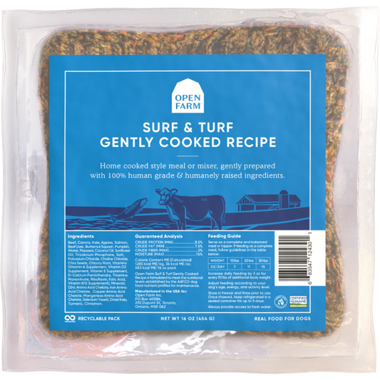 Open Farm Gently Cooked Surf & Turf Recipe Frozen Dog Food, 16-oz (Size: 16-oz)
