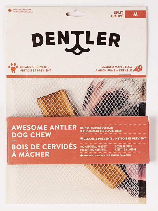 Dentler Split Awesome Antler Dental Dog Chew, Smoked Ham, Medium (Size: Medium)