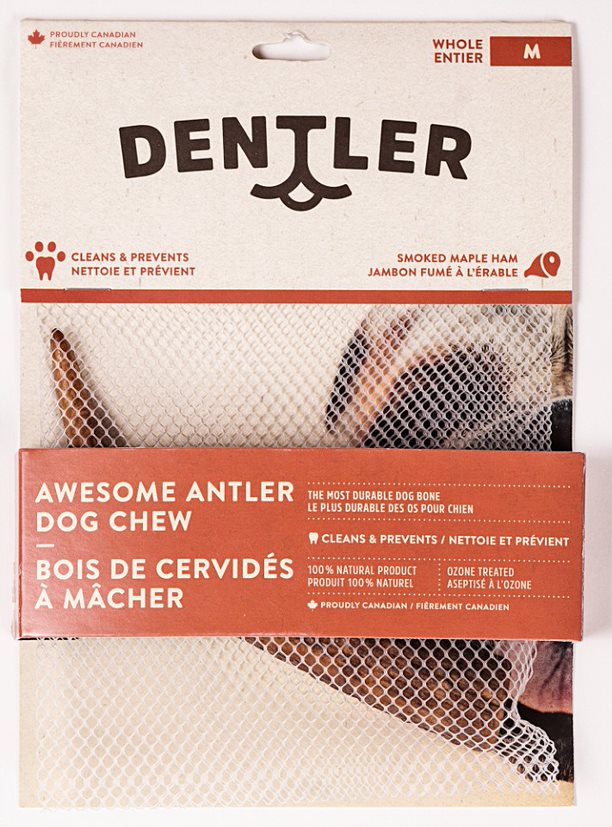 Dentler Whole Awesome Antler Dental Dog Chew, Smoked Ham, Medium (Size: Medium)