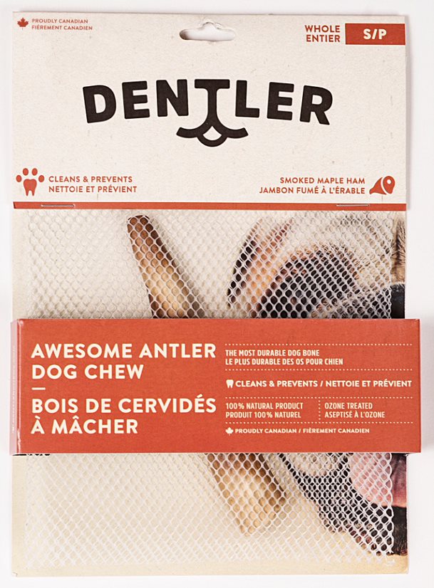 Dentler Whole Awesome Antler Dental Dog Chew, Smoked Ham, Small (Size: Small)